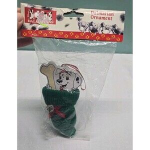 Kurt Adler Disney 101 Dalmatians Christmas  Wooden  Dog Ornament With  Stocking